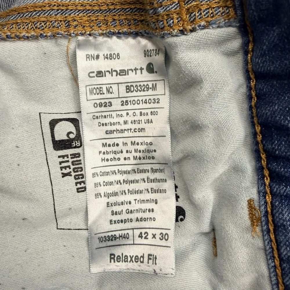 Carhartt Double Knee Rugged Flex Relaxed Fit Logger Jeans Denim  42x30 Workwear